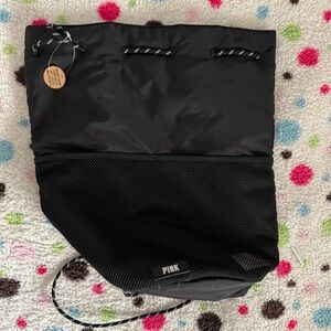 PINK Victoria's Secret Black Drawstring Backpack/ Bag New with tag